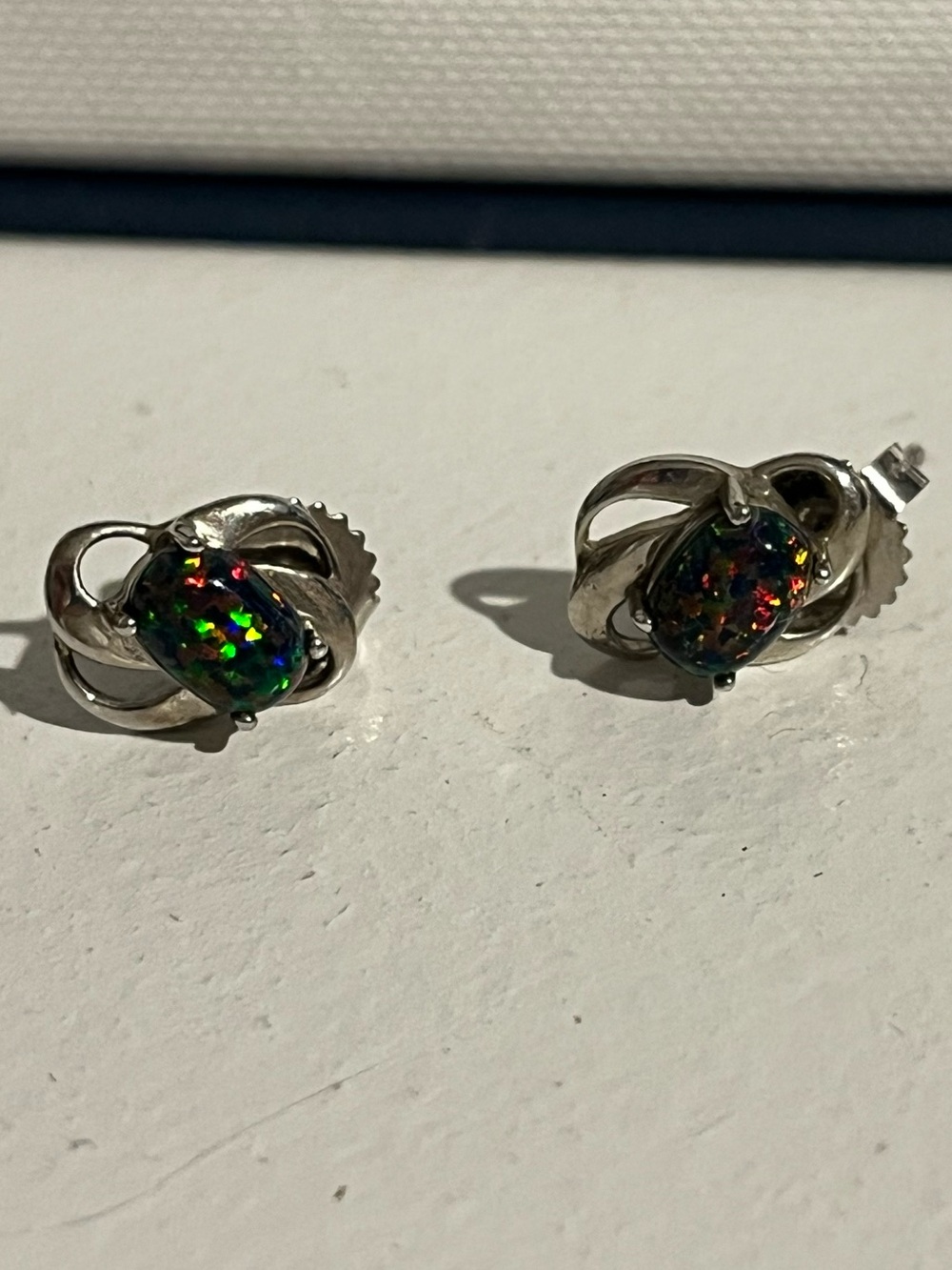 Sterling Silver Mystic Opal Stud Earrings - Multicolor